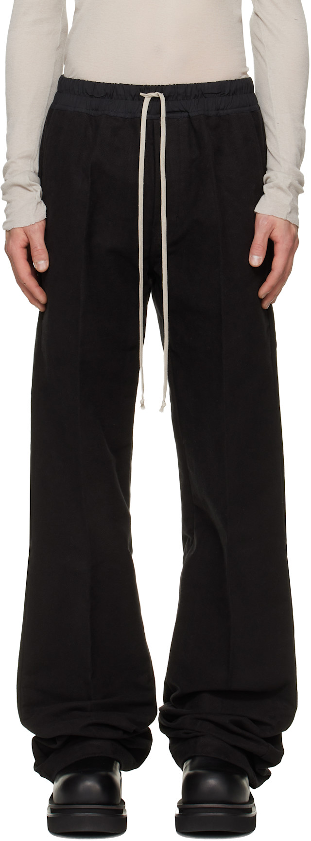 Rick Owens: Black Tower Dietrich Drawstring Trousers | SSENSE