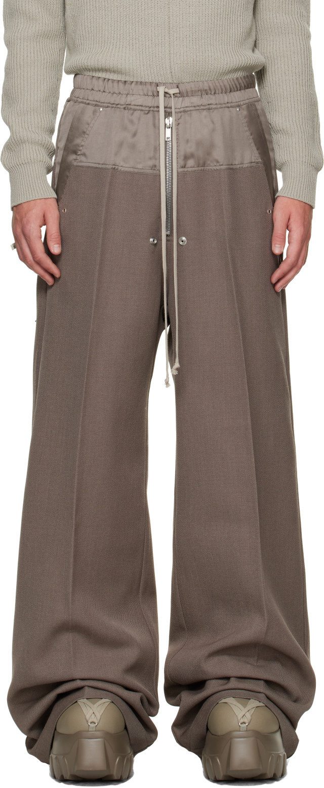 Rick Owens WIDE BELA ワイザー着用　ヌビアン Rick Owens: グレー Tower Wide Bela トラウザーズ | SSENSE 日本