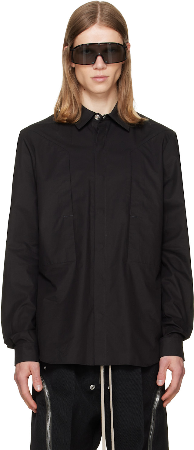 Rick Owens: Black Tower Fogpocket Overshirt | SSENSE