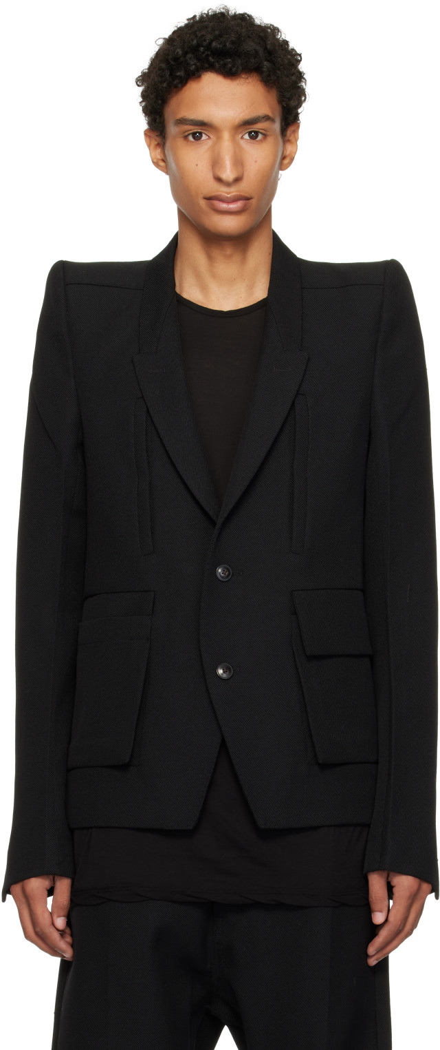 Rick Owens: ブラック Tower Custom Larry ジャケット | SSENSE 日本