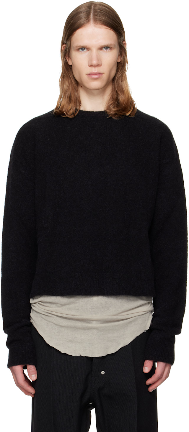 Rick Owens: Black Tower Round Neck Sweater | SSENSE