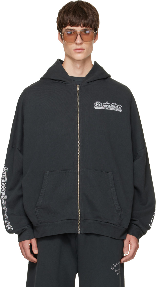 WILLY CHAVARRIA: Black 'Chavarria Licensed Designs' Zip Hoodie