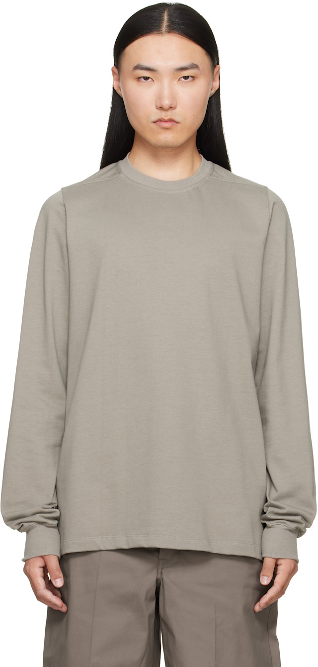 Rick Owens クルーネック　ロンT Tシャツ Rick Owens: グレー Tower Short クルーネック 長袖Tシャツ | SSENSE 日本