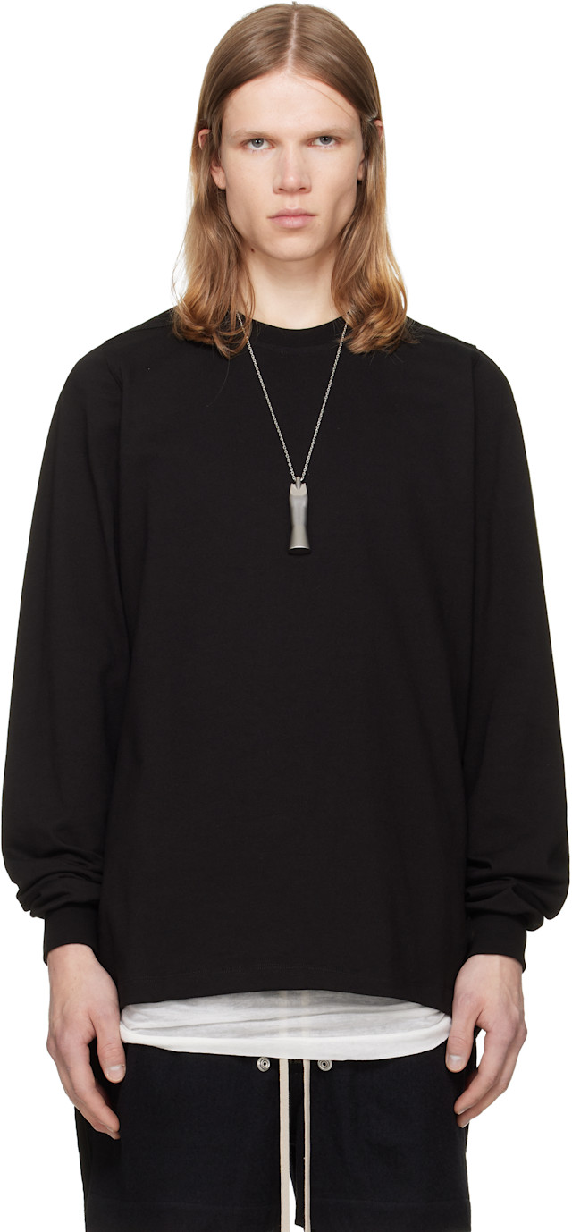 Rick Owens: Black Tower Short Crewneck LS Sweatshirt | SSENSE