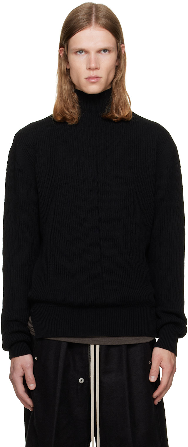 Rick Owens: ブラック Tower タートルネック | SSENSE 日本