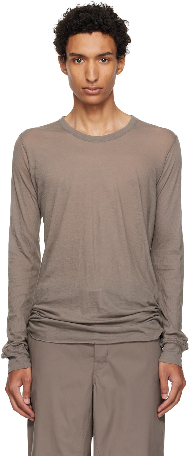 RICK OWENS リック オウエンス  LS T Rick Owens: Gray Tower Basic LS T-shirt | SSENSE