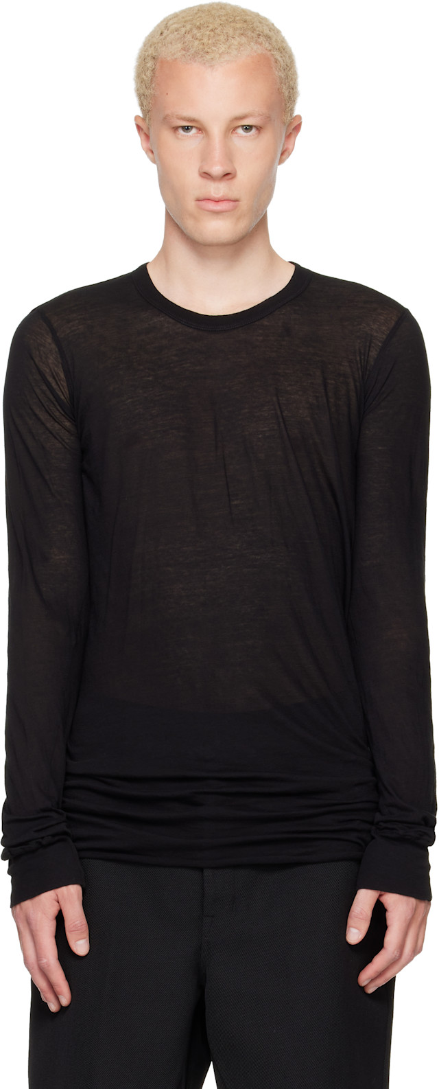 Rick Owens: ブラック Tower Basic LS Tシャツ | SSENSE 日本