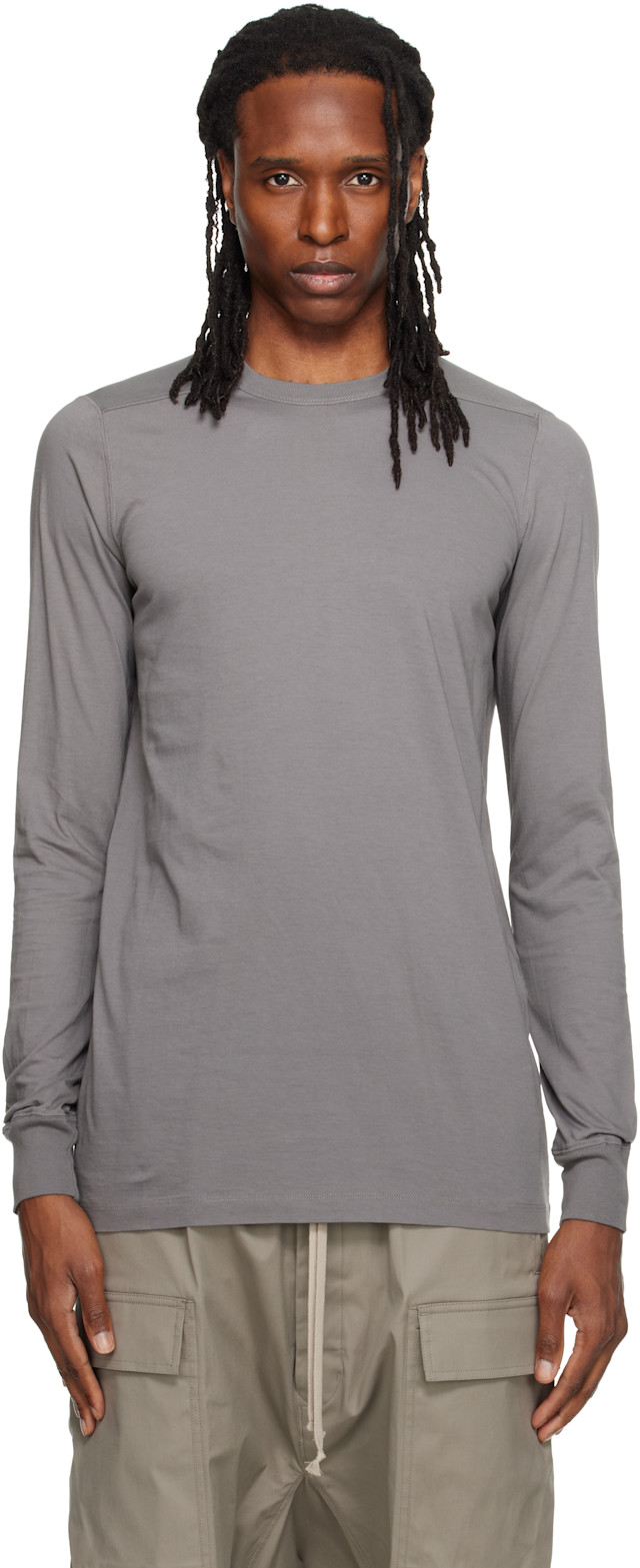 Rick Owens: Gray Tower Level LS T-shirt | SSENSE