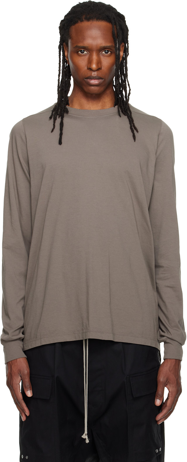 Rick Owens: グレー Tower Short クルーネック 長袖Tシャツ | SSENSE 日本