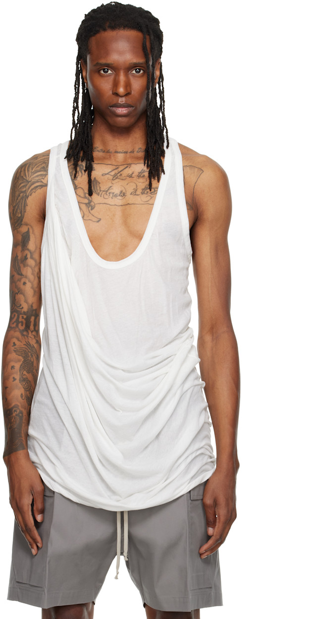 Rick Owens: Off-White Tower Draped Pony Tank Top | SSENSE