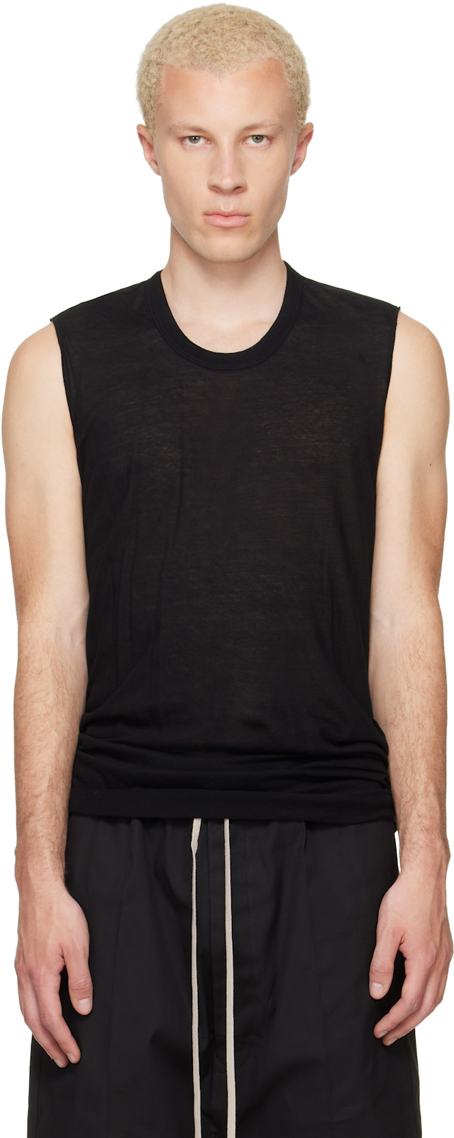 Rick Owens: ブラック Tower Basic SL タンクトップ | SSENSE 日本