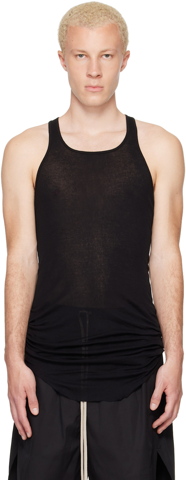 Rick Owens: Black Tower Basic Rib Tank Top | SSENSE