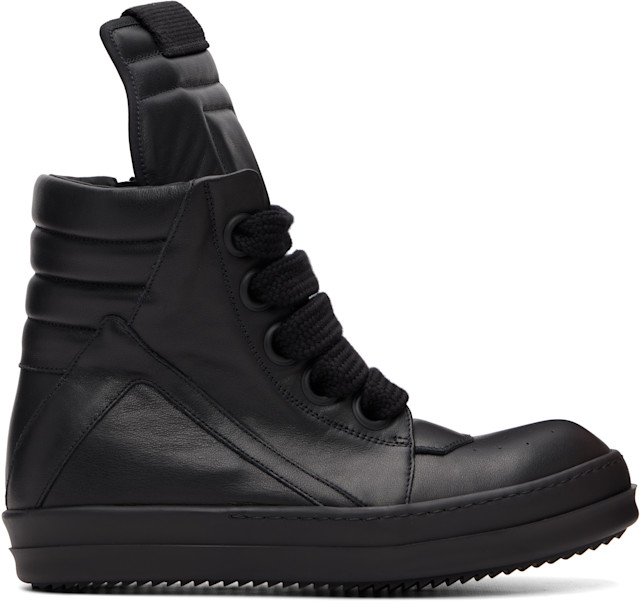Rick Owens: Black Tower Jumbolace Geobasket Sneakers | SSENSE
