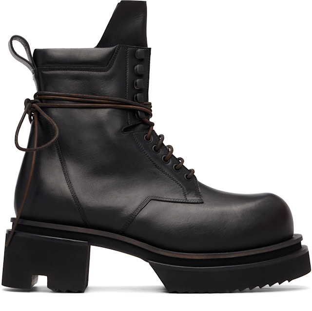 Rickowens low army bogun boots リックオウエンス Rick Owens: Black Tower Low Army Bogun Boots | SSENSE