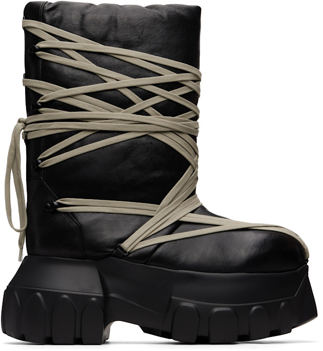 Rick Owens: ブラック Tower Megalace Tractor ブーツ | SSENSE 日本