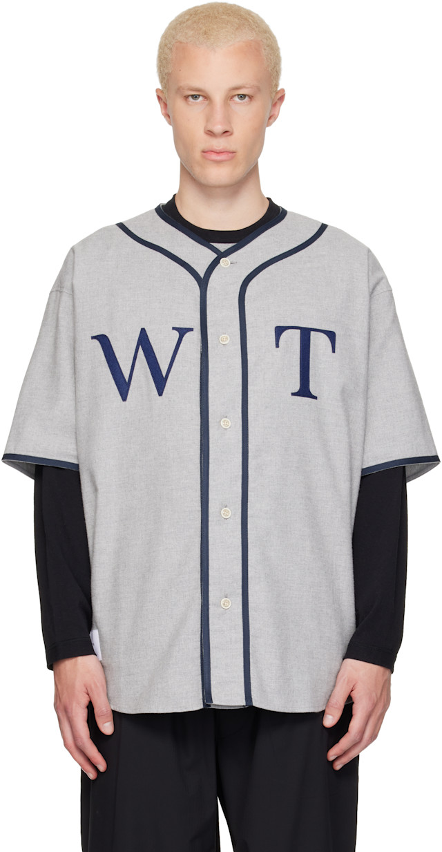 WTAPS: Gray League S/S Cotton Twill Shirt | SSENSE