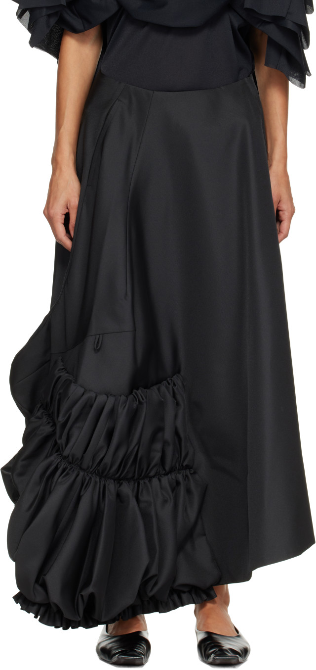 Comme des Garçons: Black Twill Midi Skirt | SSENSE