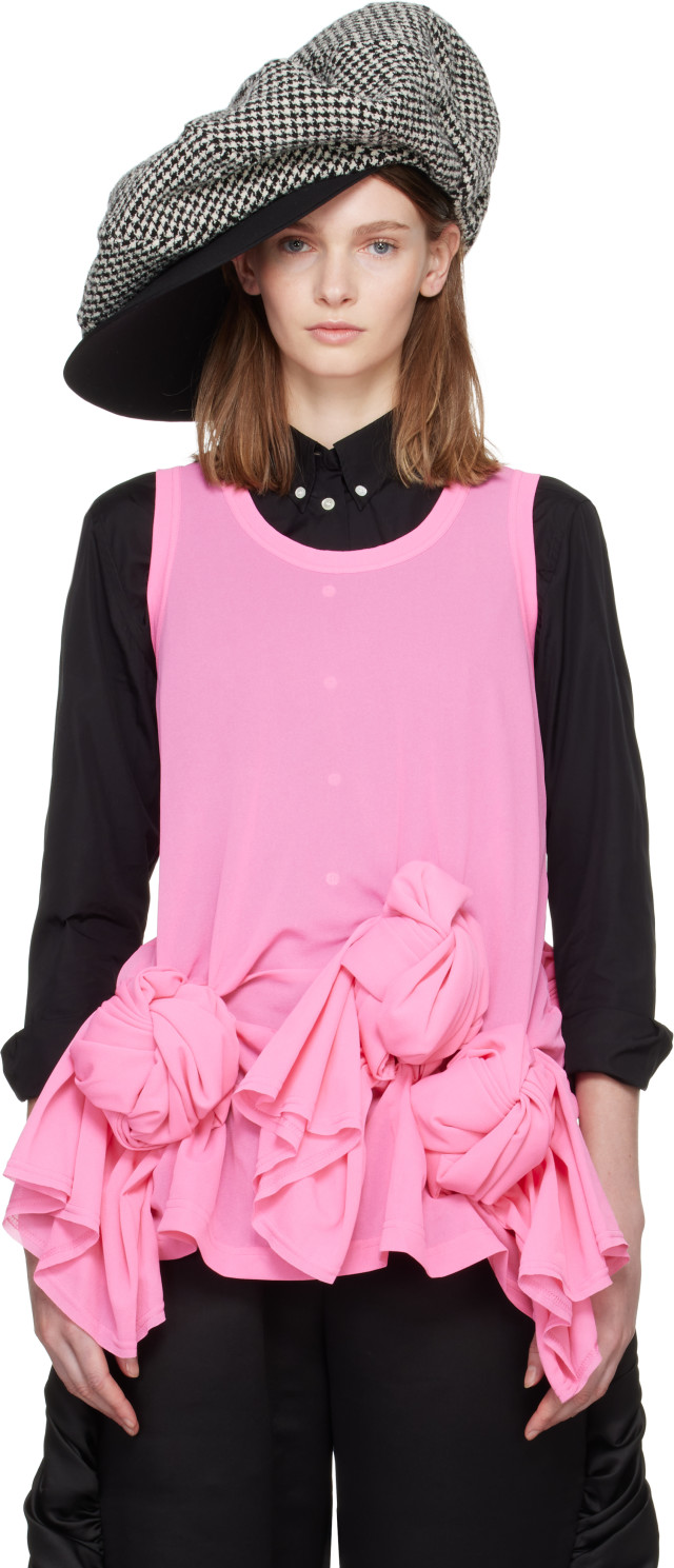 Comme des Garçons: Pink Thin Tricot Tank Top | SSENSE
