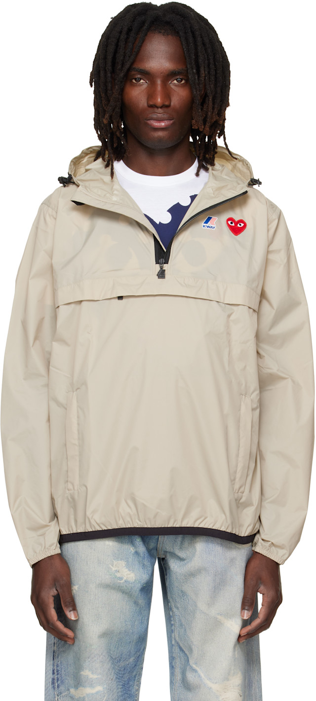 COMME des GARÇONS PLAY: Beige K-Way Edition Half Zip Jacket