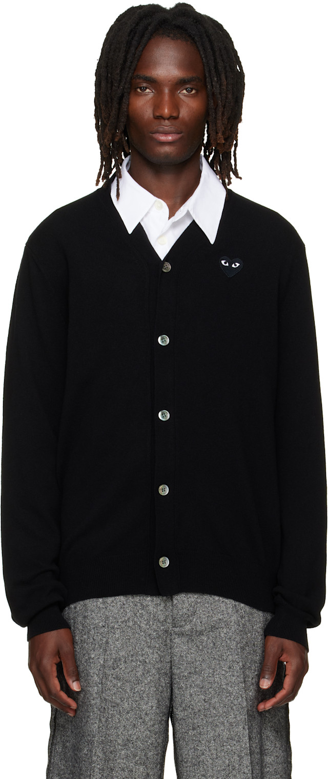 【専用】playcommedesgarcons カーディガン COMME des GARÇONS PLAY: ブラック ハート エンブレム Vネック