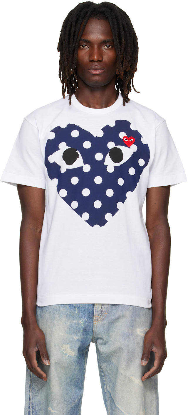 ゆ*ー様 PLAY COMME des GARCONS ドット Tシャツ s COMME des GARÇONS PLAY: White Polka Dot Full Heart T-shirt