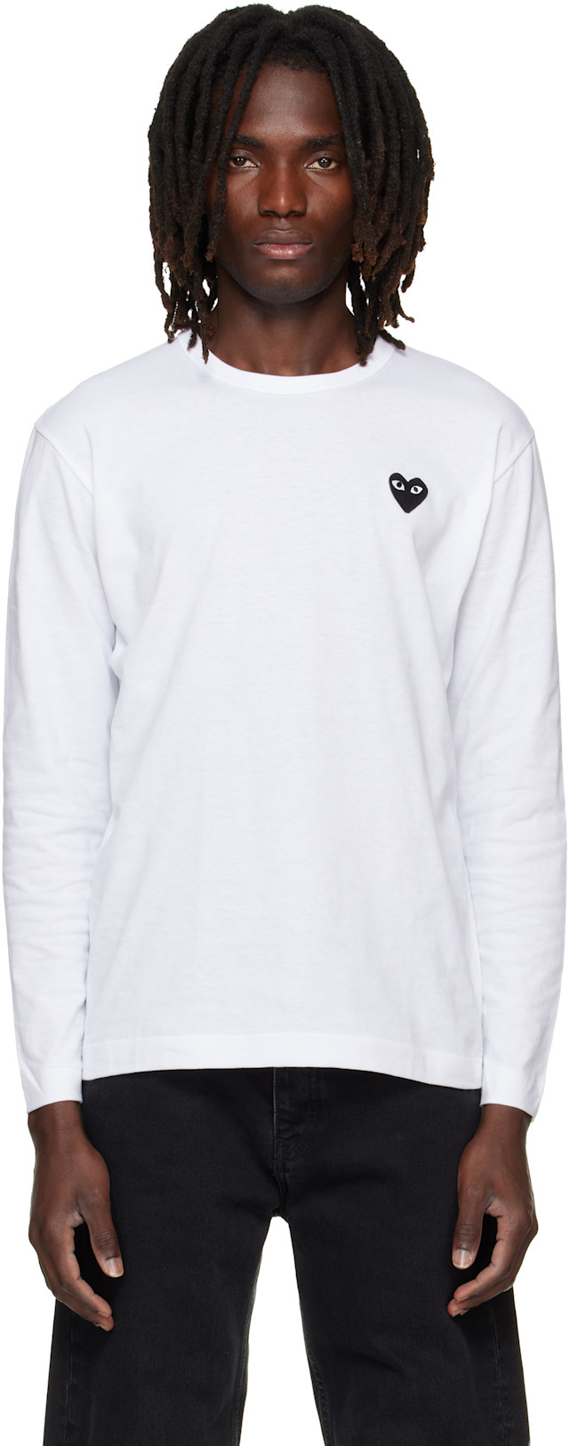 COMME des GARÇONS PLAY: White Heart Emblem Long Sleeve T-shirt