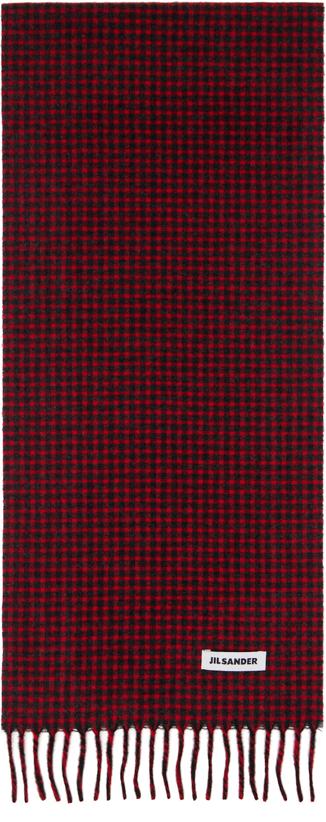 JIL SANDER 2019SS スカーフ Jil Sander: Red & Black Check Scarf | SSENSE