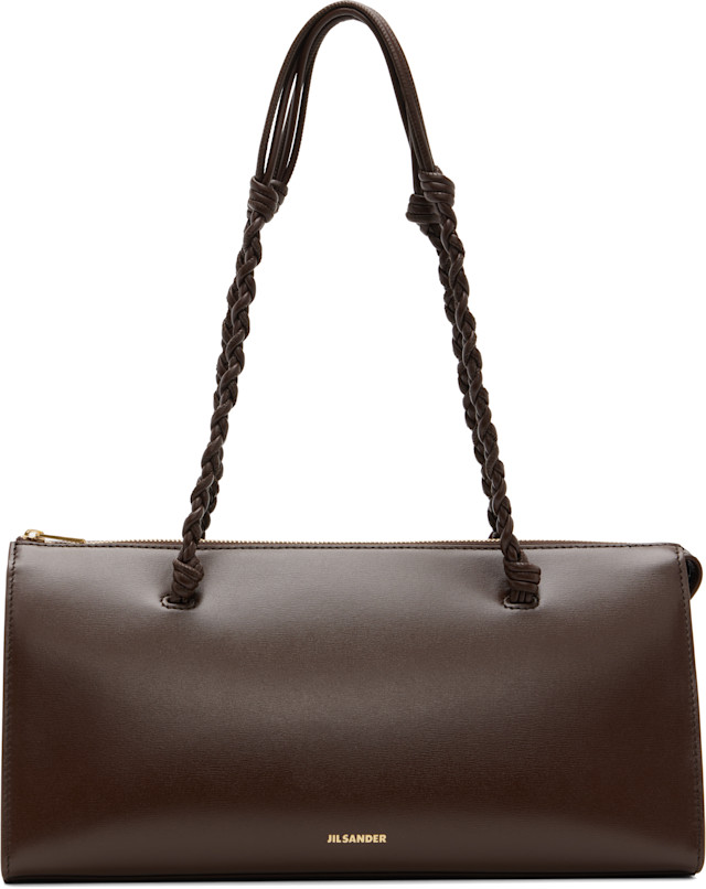 Jil Sanderレザー ハンドバッグ ダークブラウン Jil Sander: Brown Tangle Tent Bag | SSENSE