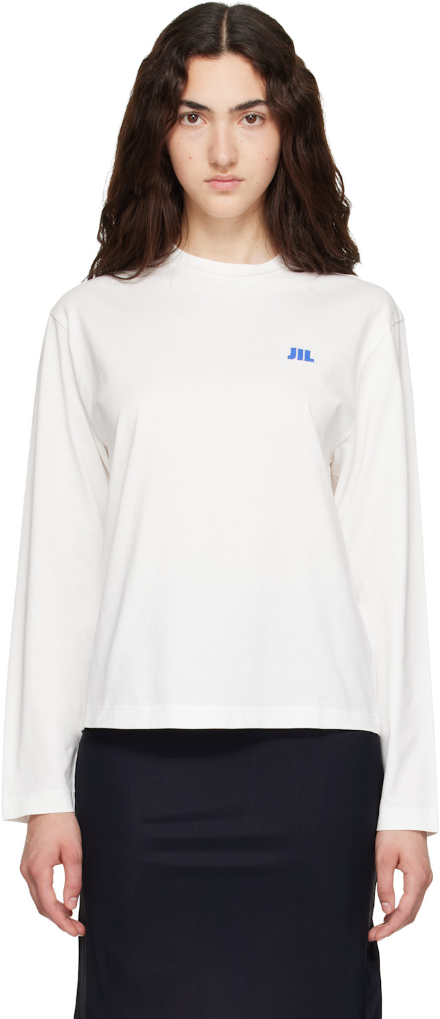 美品✨JIL SANDER 半袖ニット 白 クルーネック 総柄 XS Jil Sander: White Cotton Crew-Neck T-shirt | SSENSE