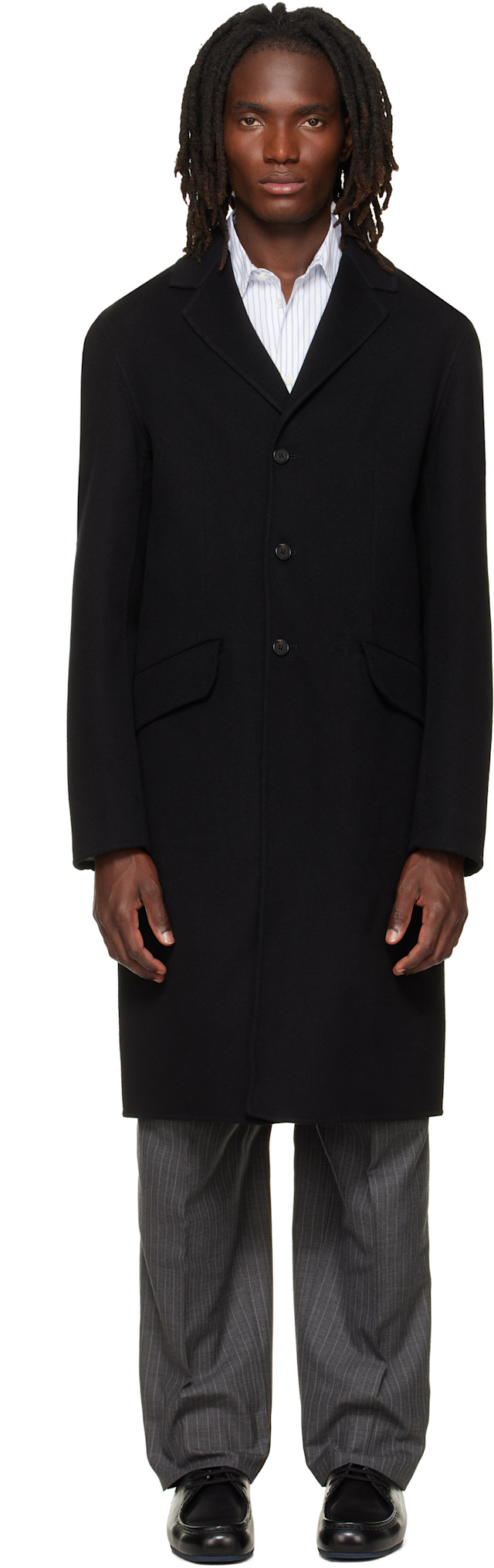 Jil Sander: Black Melton Coat | SSENSE