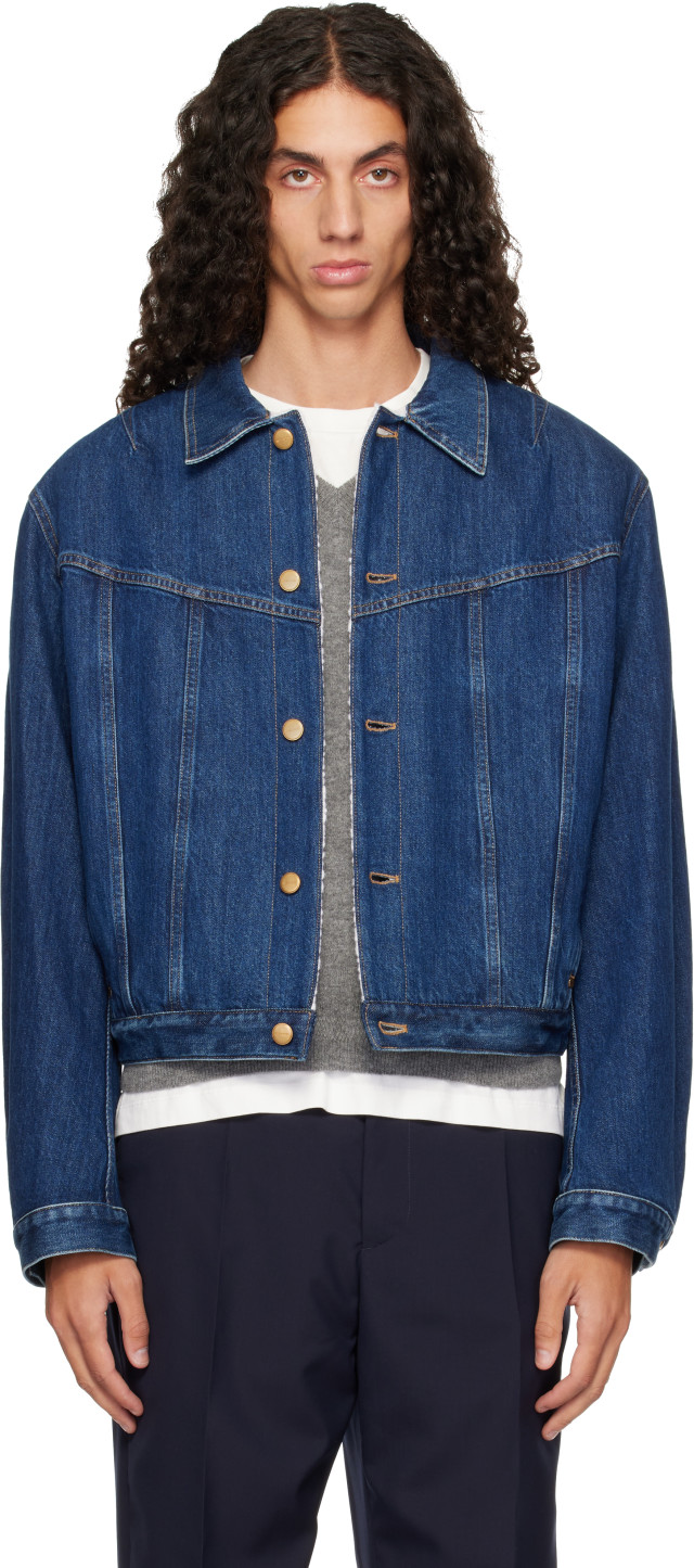 Jil Sander: Blue Fleece-Lined Denim Jacket | SSENSE