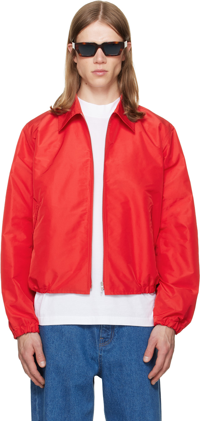 Jil Sander: Red Taffeta Jacket | SSENSE
