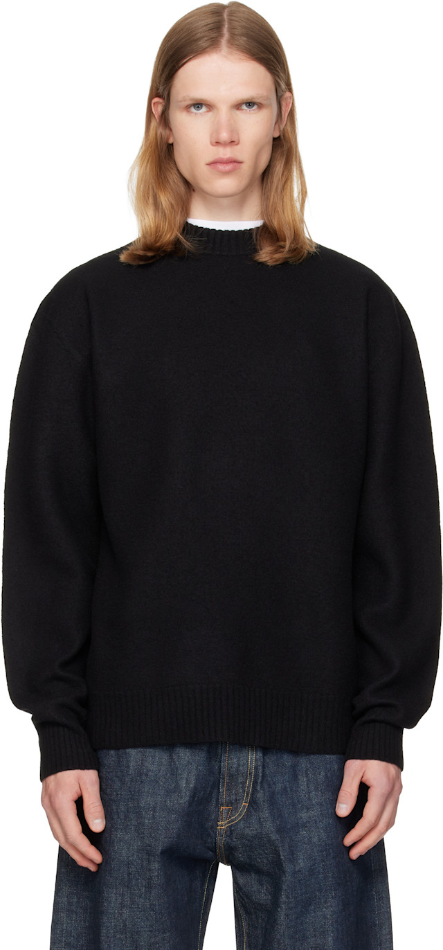トップス 98ss jil sander wool knit (50) black Jil Sander: Black Wool Sweater | SSENSE