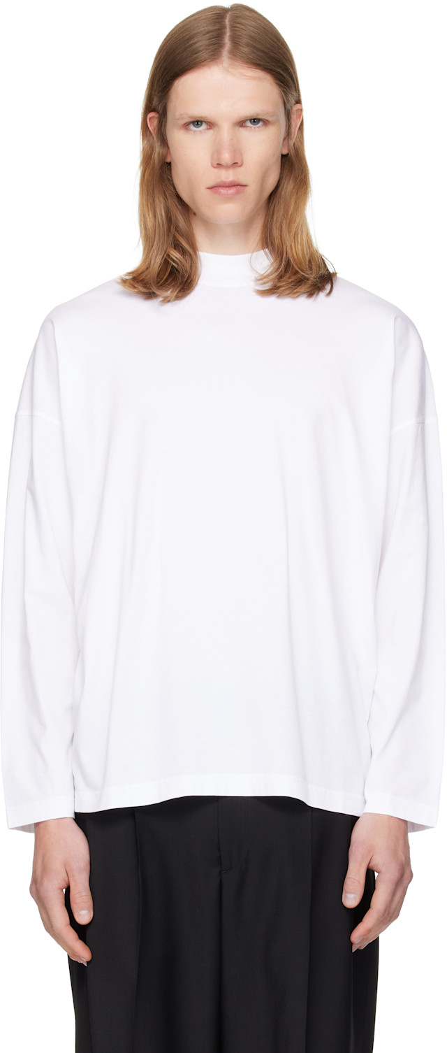 Jil Sander: White Cotton Mock-Neck T-shirt | SSENSE