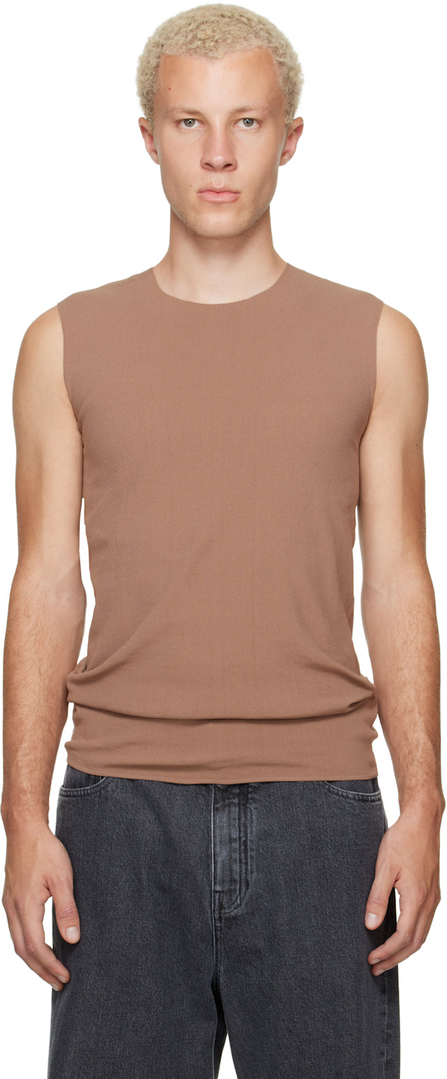 Jil Sander: Tan Ribbed Tank Top | SSENSE Canada