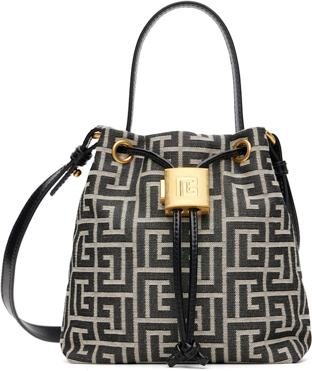 BALMAIN: Black Pulse Bucket Bag | SSENSE
