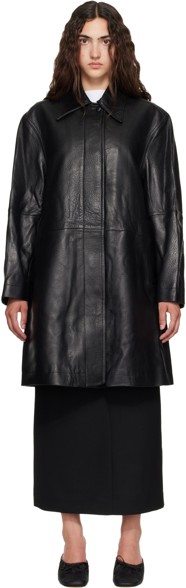 TONYWACK: Black Half Leather Coat | SSENSE