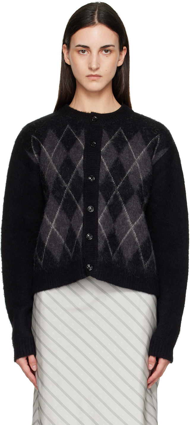 TONYWACK: Black Brushed Argyle Cardigan | SSENSE