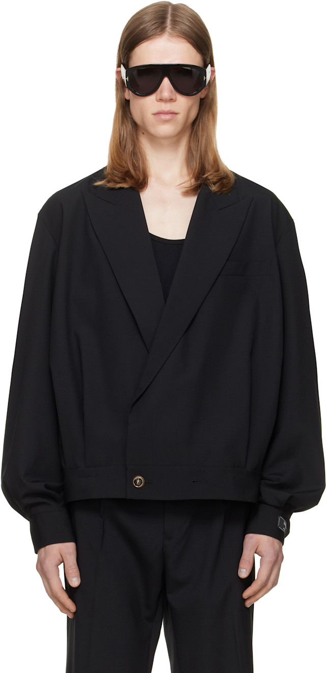 BALMAIN: Black Wool 2-Button Jacket | SSENSE