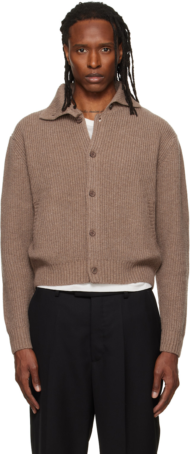 TONYWACK: ベージュ High Neck Merino Wool カーディガン | SSENSE 日本
