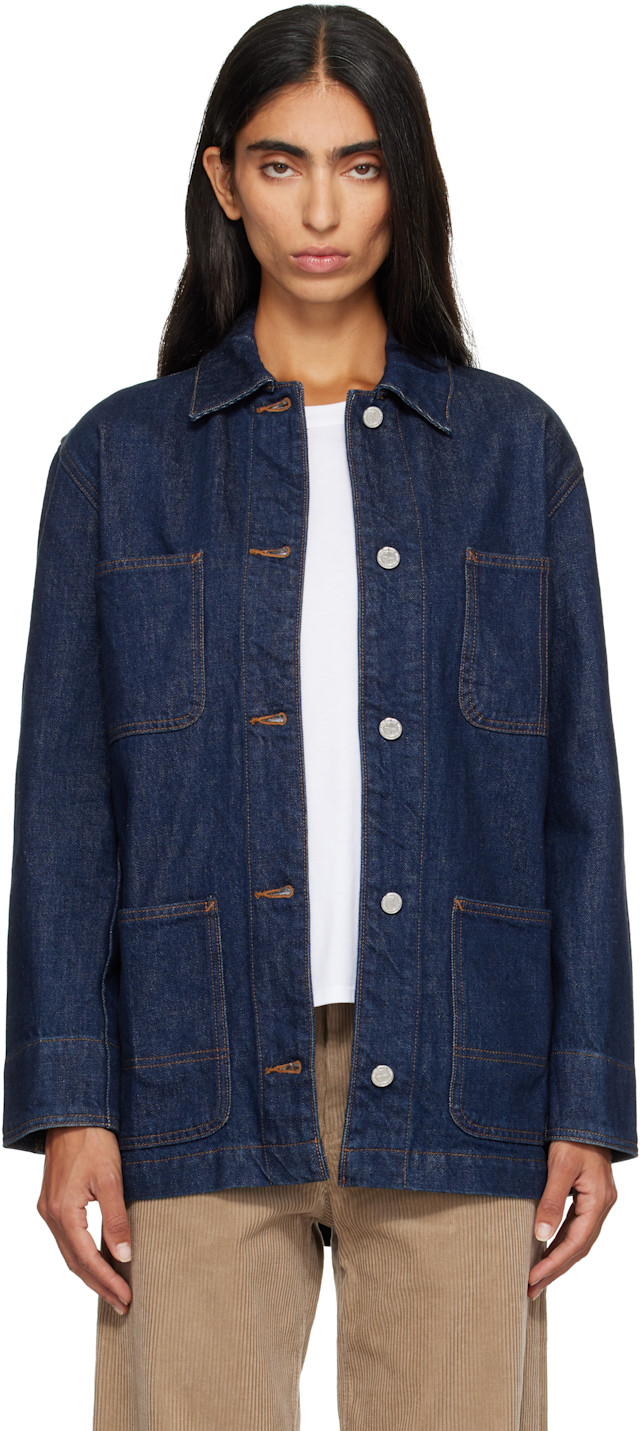 A.P.C.: ブルー Worker デニムジャケット | SSENSE 日本