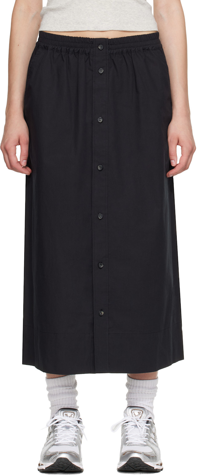 A.P.C.: Black Organic Cotton Midi Skirt | SSENSE Canada