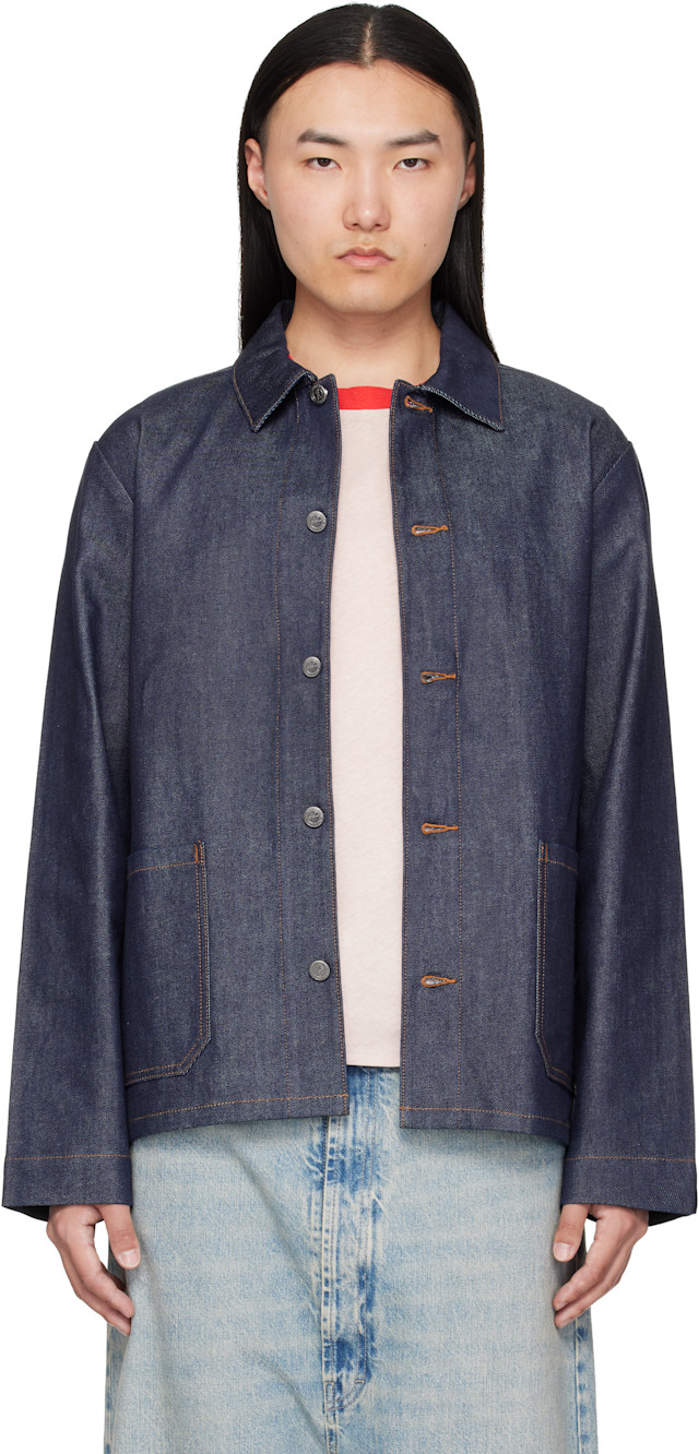 A.P.C.: Indigo Kerlouan Logo Denim Jacket | SSENSE