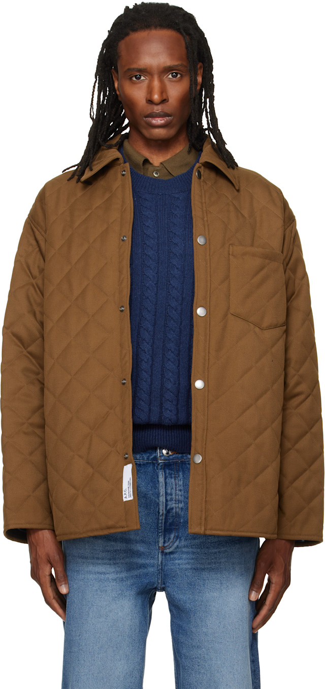 A.P.C. ウールジャケット XS（S〜Mサイズ相当） A.P.C.: ブラウン キルティング ウール ジャケット | SSENSE 日本