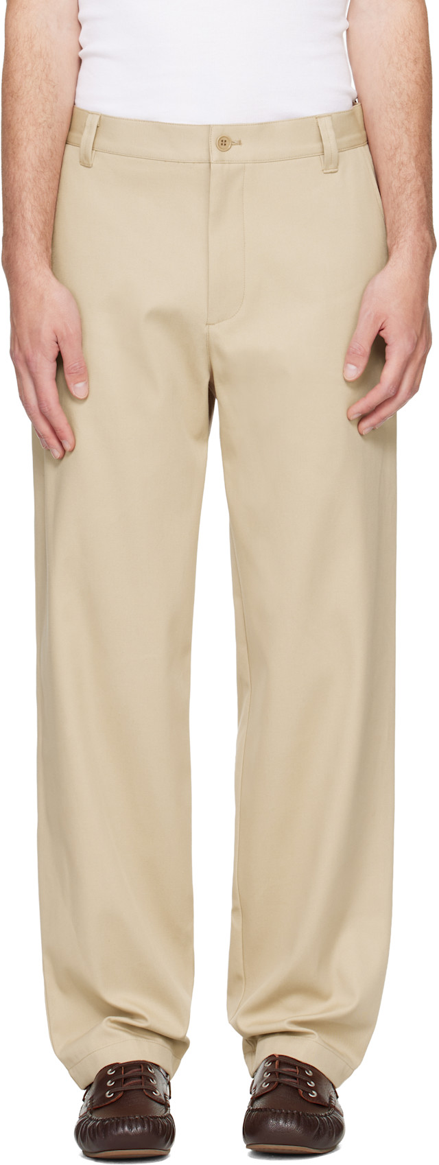 A.P.C.: Beige Lawrence Trousers | SSENSE