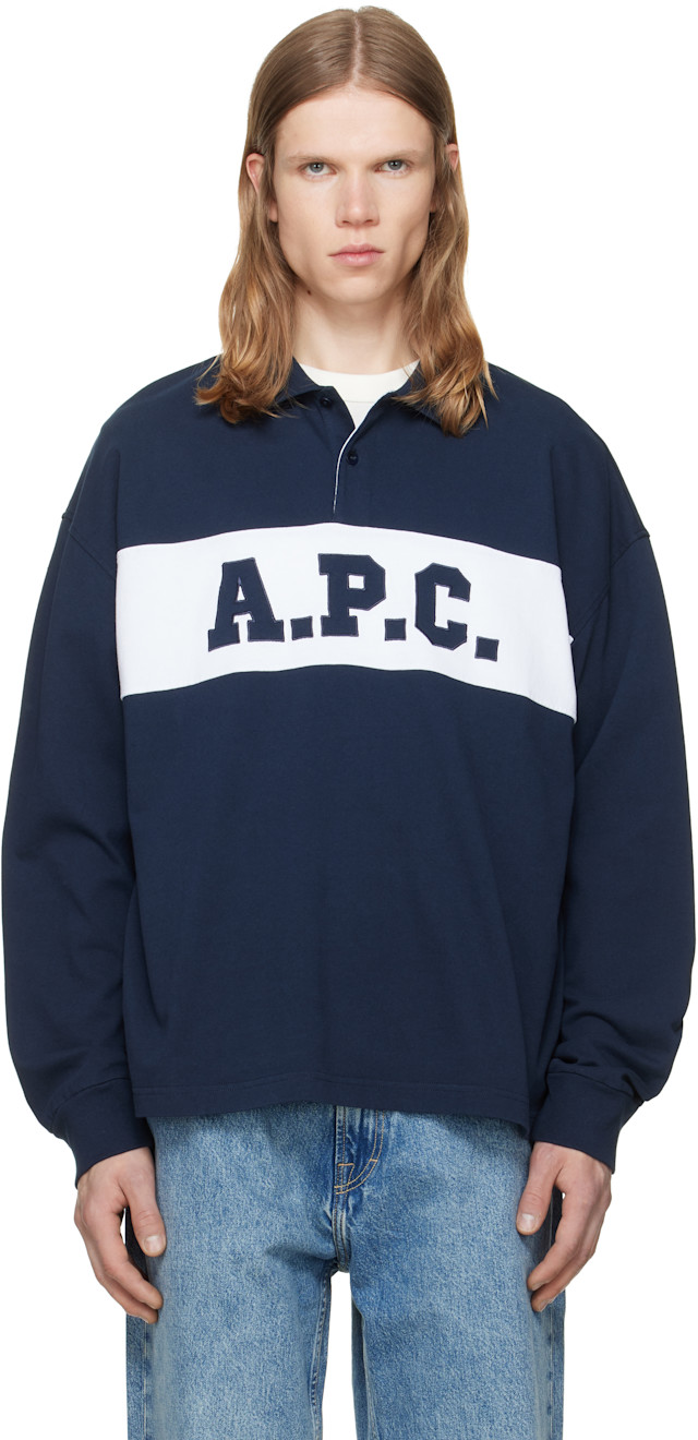 A.P.C.: ネイビー Rugby ポロシャツ | SSENSE 日本