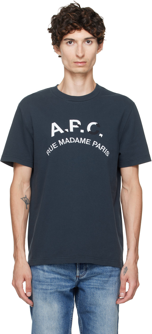 A.P.C.: Navy Vintage-Effect T-shirt | SSENSE