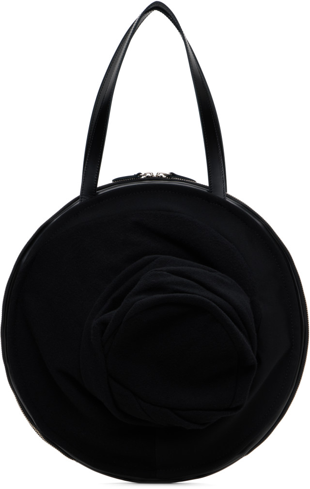 JUNYA WATANABE ボディバッグ WC-K 208 ネイビー Junya Watanabe: Black Smooth Wool & Leather Bag | SSENSE