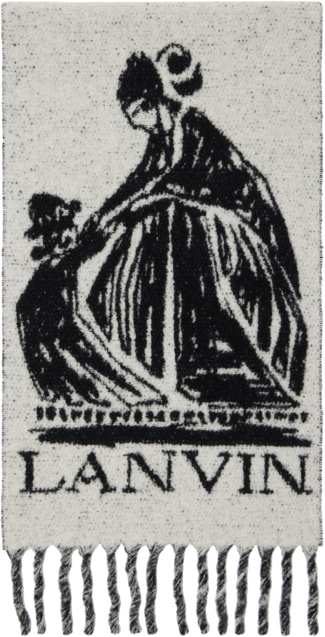 Lanvin: Black & Gray Mother & Daughter Wool Scarf | SSENSE