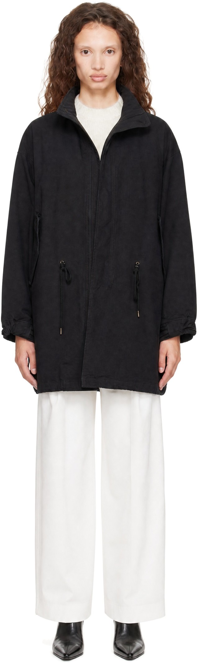 COOR: Black Garment Dyed Fishtail Parka | SSENSE
